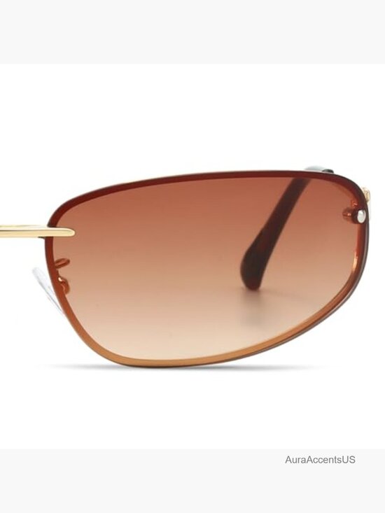 Oval 90s Retro Wrap Around Y2K Sunglasses UV400 Rimless Classic main image 6